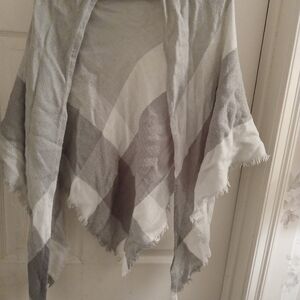 Gray and White Plaid Shawl
